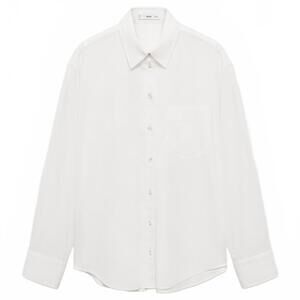 Mango Long Sleeved Cotton Shirt Off White NWT Size 8/Large